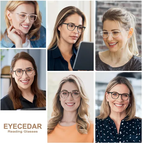 Vista 2 de EYECEDAR Reading Glasses For Men and Women TR90 Material Flexible Frames Readers