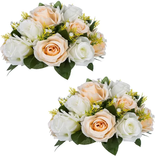 Vista 23 de NUPTIO Rosas Artificiales Negras Flores: Ramo de Flores Falsas Decoraciones de Halloween - 15 Cabezas Centros de Mesa de Rosas Artificiales con Base