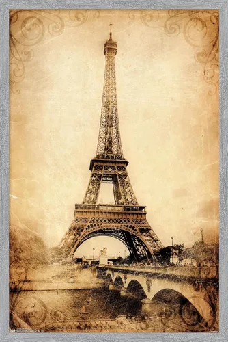 Vista 14 de Trends International The Eiffel Tower - Póster de pared rústico, 14.725 x 22.375 pulgadas, versión enmarcada de madera de granero