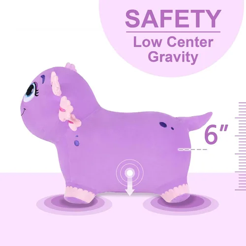 Vista 5 de Bouncy Pals Caballo saltador de ajolote morado, tolva inflable de animales para niñas pequeñas, juguete de salto al aire libre para niños, juguete