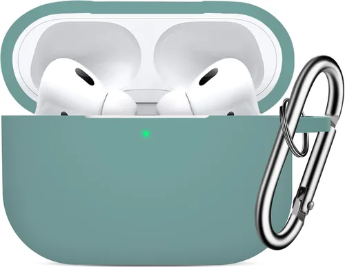 Vista 9 de Funda compatible con Airpods Pro 2 con llavero, funda protectora completa de silicona suave para Apple AirPods Pro de 2ª generación, LED frontal