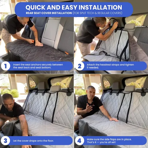 Vista 8 de Perro Funda para asiento sin Hamaca para autos, camiones y SUVs – Empresa basada en EE. UU. – Negro, Bronceado, Gris, normal, Bronceado