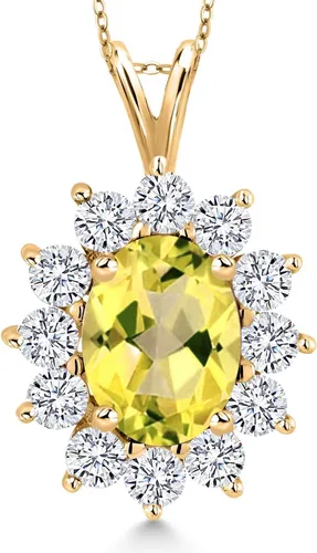 Vista 20 de Gem Stone King Collar con piedra natal ovalada de plata chapada en oro amarillo de 18 quilates, ovalado de 0.315 x 0.236 in, collares con colgante