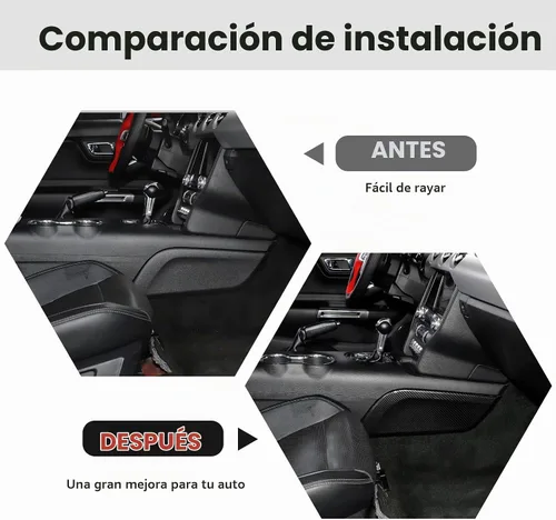 Vista 2 de RT-TCZ Cubierta de fibra de carbono para consola central, panel de palanca de cambios lateral, accesorios interiores, decoración para Ford Mustang