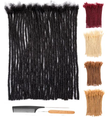 Vista 19 de DAIXI 0.2cm y 0.4cm y 0.6cm y 0.8cm de grosor 4-18 pulgadas 10 hebras extensiones de rastas de cabello humano 100% real para hombres/mujeres