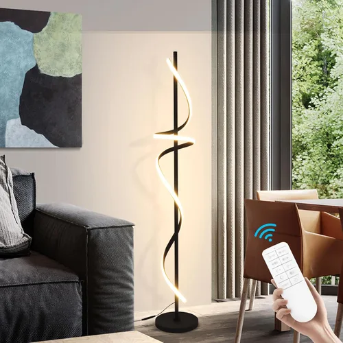 Vista 9 de EIDISUNY Lámpara de pie moderna para sala de estar, lámparas de pie LED en espiral de 3 colores con control remoto e interruptor de pie, lámpara