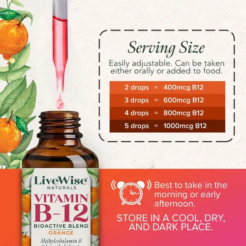Vista 4 de Líquido B12 Vitamina Sublingual – Vitamina Líquida Totalmente Natural Vegana B12 Gotas – Suplemento de adenosilcobalamina sin OMG y metilcobalamina