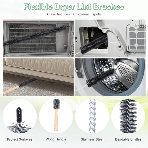 Vista 10 de Kit de limpiador de ventilación de secadora de 5 piezas compatible