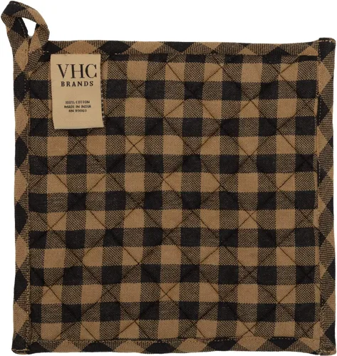 Vista 3 de VHC Brands, Black Star, algodón, 8x8, soporte para ollas, negro