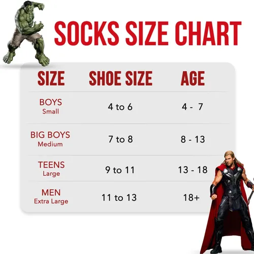 Vista 2 de Marvel Calcetines Legends para niños y hombres, paquete de 6 calcetines para hombres y niños, calcetines atléticos para hombres, calcetines
