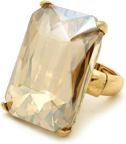 Vista 7 de Fashion 21 Anillo elástico de piedra colorida de cristal extra grande para mujer Amatista