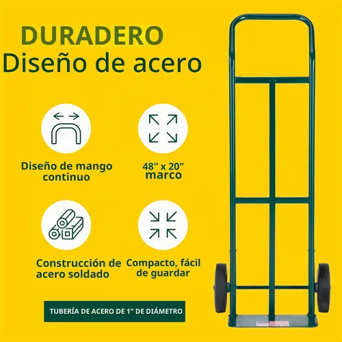 Vista 3 de Harper Trucks K54B85C - Camión de mano de acero, 600 libras de capacidad, 2 ruedas con mango continuo, ruedas de goma sólida de 8 pulgadas