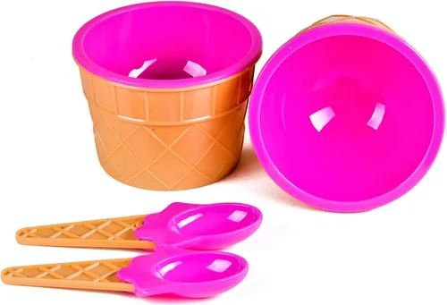 Vista 8 de Green Direct Copas de yogur congelado de helado de Sundae de plástico con cucharas - Cuencos de postre para helado (240)