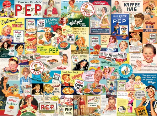 Vista 2 de RoseArt - Kellogg's - Anuncios de cereales - Rompecabezas de 1000 piezas para adultos