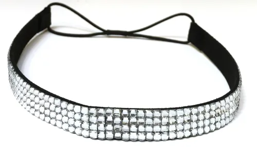Vista 14 de WigsPedia Diadema elástica de cristal con diamantes de imitación, 4 filas, banda elástica para el cabello para mujer (verde bosque)
