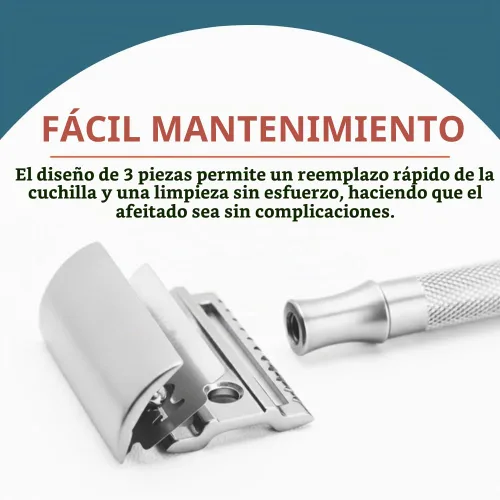 Vista 8 de MERKUR 22C - Maquinilla de afeitar de seguridad de doble filo, cromo mate, mango largo de latón moleteado, fabricado en Alemania, sin plástico