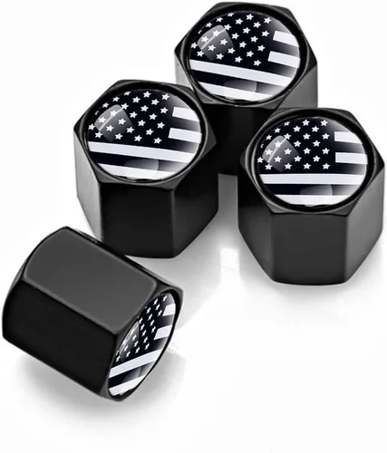 Vista 8 de 4 tapas de vástago de válvula de neumático con bandera estadounidense para automóvil, cubiertas de vástago de válvula de goma herméticas antióxido