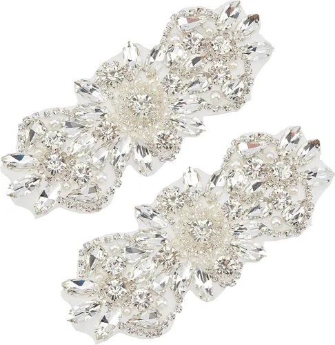 Vista 17 de FINGERINSPIRE 12 diamantes de imitación de cristal en forma de hoja - 6 estilos de apliques de cristal brillante con fijación en caliente, hojas 12