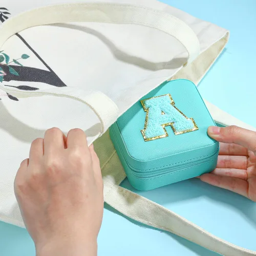 Vista 5 de Joyero de viaje para mujer, joyero azul pequeño, organizador de joyas, cajas de joyería para mujeres, mini estuche de viaje de viaje, regalos