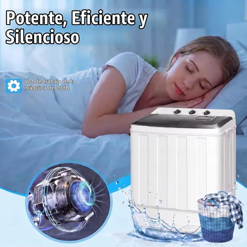 Vista 6 de Nictemaw - Lavadora portátil y secadora combinada de 30 libras, lavadora compacta de doble tina (19 libras) y centrifugado (11 libras) 2 en 1