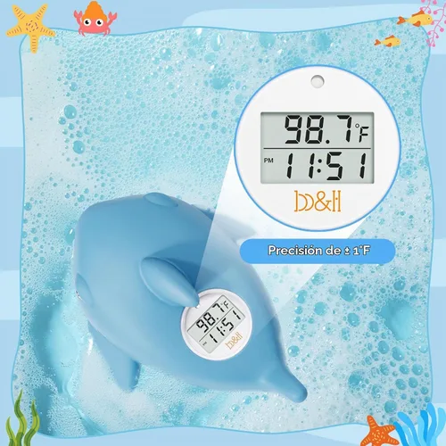 Vista 5 de b&h Termómetro de baño para bebés, termómetro digital de temperatura de Azul