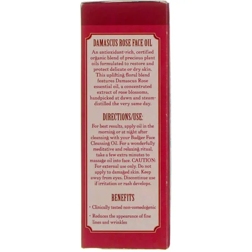 Vista 4 de Badger Aceite facial, rosa de damasco para piel seca/delicada 1 fl oz (1.0 fl oz) - Paquete de 2