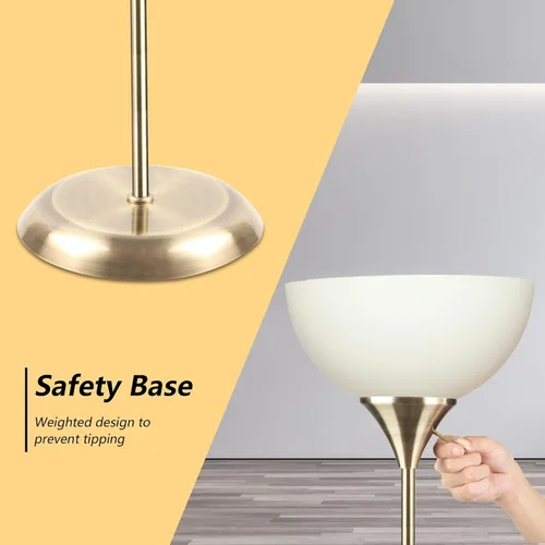 Vista 4 de RISLG Lámpara de pie, lámparas de pie LED para sala de estar, pantalla blanca resistente a las caídas, interruptor giratorio, lámpara alta de metal