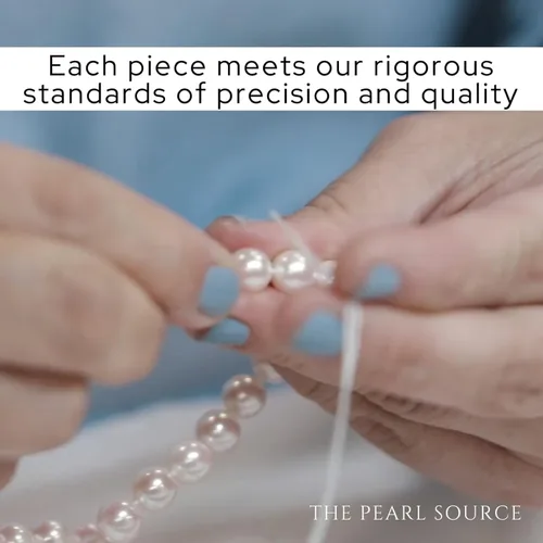 Vista 4 de The Pearl Source Rice Shaped Freshwater Pearl Bracelet for Women - Cultured Pearl Bracelet in 925 Sterling Silver with Genuine Cultured Pearls Pearl