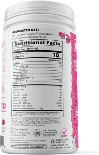Vista 8 de Core Culture Pink Lemonade - Mezcla de electrolitos de hidratación rápida refrescante para recuperar y recargar, endulzado naturalmente
