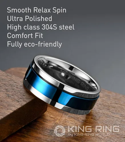 Vista 3 de King Ring Anillos giratorios ultra pulidos de 0.315 in Anillos de acero inoxidable planos brillantes de alta calidad para hombres y mujeres