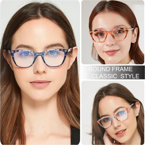 Vista 6 de EYEURL Gafas de lectura de ojo de gato para mujer, paquete de 4 unidades, a la moda, con bloqueo de luz azul, para mujer
