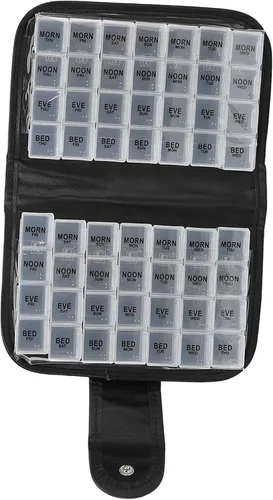 Vista 8 de Caja organizadora, organizador mensual portátil de gran compartimento 4 veces al día con recipientes individuales extraíbles, caja organizadora