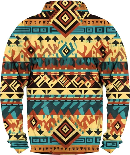 Vista 2 de WENKOMG1 Suéter de manga larga con estampado étnico para hombre, estilo retro, casual, con botones