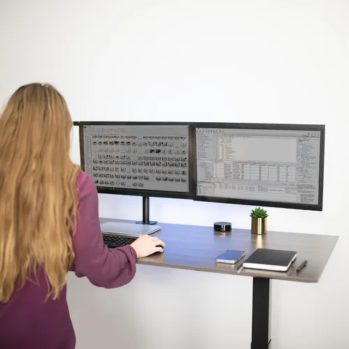 Vista 9 de VIVO Soporte de escritorio ajustable para monitor triple, soporte articulado, capacidad para 3 pantallas de hasta 24 pulgadas, negro, STAND-V003Y
