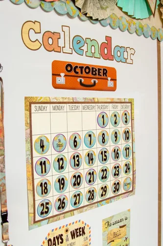 Vista 3 de Teacher Created Resources Tablero de anuncios de calendario Travel The Map (TCR8567)