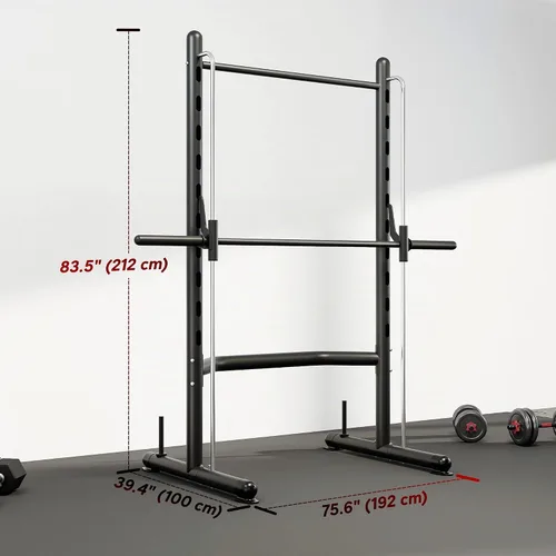 Vista 7 de Soozier Squat Rack with Pull Up Bar Adjustable Power Black