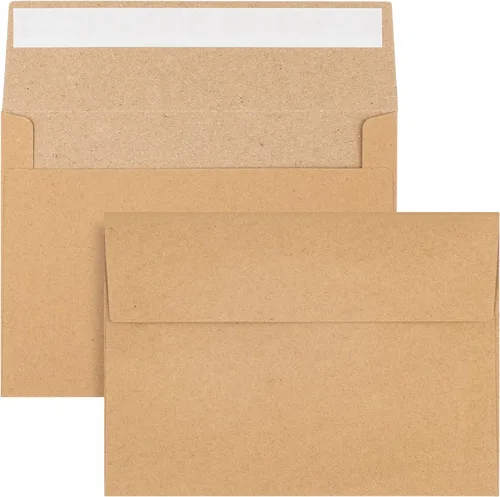 Vista 3 de Paquete de 50 sobres de papel kraft marrón de 4 x 6 pulgadas para invitaciones, tarjetas y postales