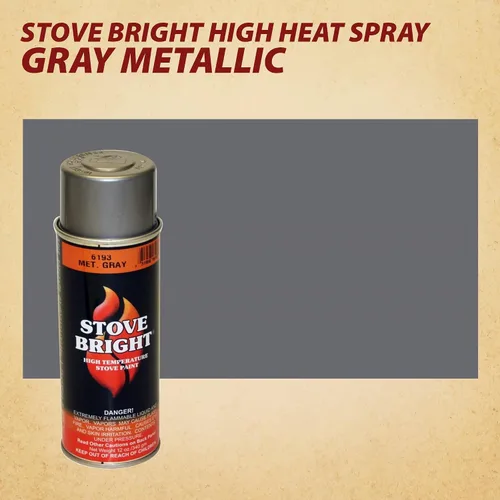 Vista 2 de Stove Bright 6193 - Pintura en aerosol para alta temperatura, satinado, hasta 1200 grados, 12 onzas (paquete de 1), color gris metálico 6193 - Gris