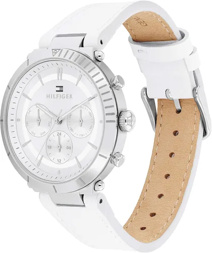 Vista 2 de Tommy Hilfiger Qtz Multifunción de acero inoxidable y correa de cuero para mujer color blanco Modelo 1782352 Blanco Reloj de cuarzo