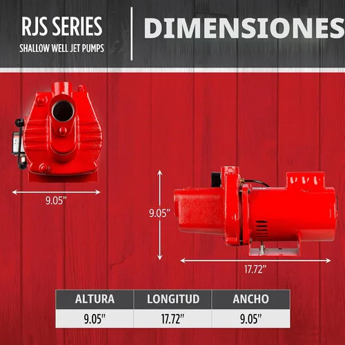 Vista 2 de Red Lion RJS-50-PREM 1/2 HP, 12 GPM, 115/230 V, Bomba de chorro para pozo poco profundo de hierro fundido premium, Roja, 602206