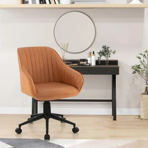 Vista 2 de POWERSTONE Silla moderna de escritorio para oficina en casa, silla de computadora de mediados de siglo, silla giratoria ajustable para dormitorio