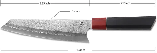 Vista 2 de Miyake Cuchillo de chef japonés de 8.35 pulgadas, cuchillo de cocina de Damasco de acero de 67 capas, hoja afilada con mango G10 de espiga completa