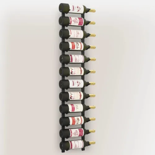 Vista 5 de Estante de vino montado en la pared para 12 botellas, estante vertical para vino, estilo moderno, estante de vino de club, estante de vino de metal