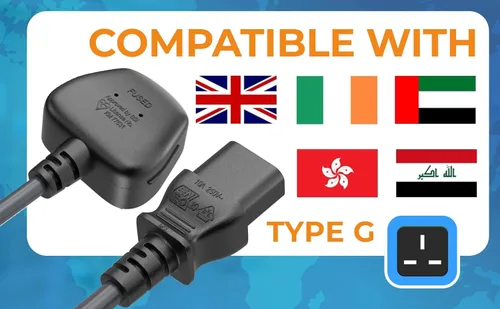 Vista 8 de Cable de alimentación IEC320 C13 a BS1363 Inglaterra con fusible 18AWG 13A/250V, resistente para PC, monitores, escáneres, impresoras, enchufe tipo