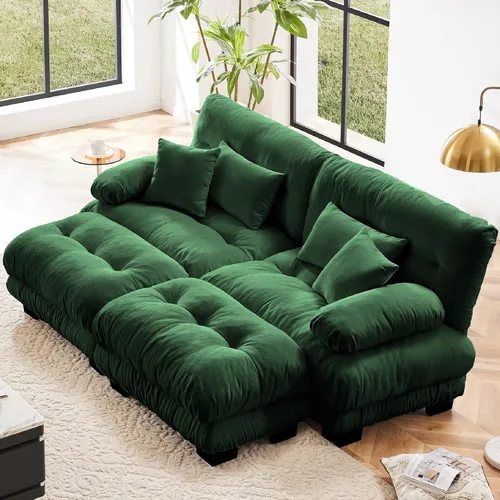 Vista 26 de KEIKI Sofá modular de 94 pulgadas con 4 almohadas, cómodo juego de sofá biplaza Cloud para sofá de asiento profundo suave y profundo, sofá biplaza