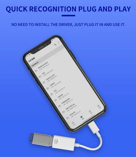 Vista 6 de Adaptador OTG para iPhone (paquete de 2) Dongle Lightning macho a USB hembra, cable convertidor de cámara, lector de tarjetas, unidad flash