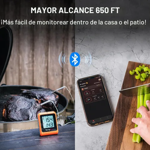 Vista 2 de TempPro TempSync - Termómetro Bluetooth para carne de 650 pies con 2 sondas