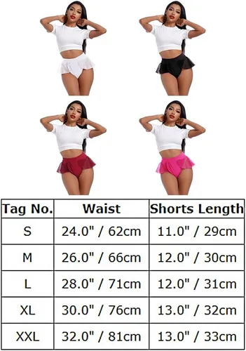 Vista 7 de Pantalones cortos de yoga de cintura alta con volantes para mujer, pantalones cortos para levantamiento de glúteos, pantalones cortos