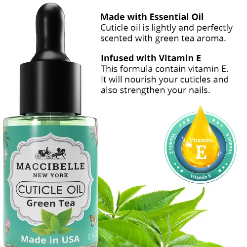 Vista 2 de Aceite para cutículas de 0.5 onzas – Cura cutículas secas agrietadas (té verde, 0.5 onzas líquidas)