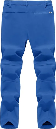 Vista 3 de TACVASEN pantalones de senderismo para hombre, con forro polar, reforzados en las rodillas, ligeros, para esquí y snowboard, sin cinturón